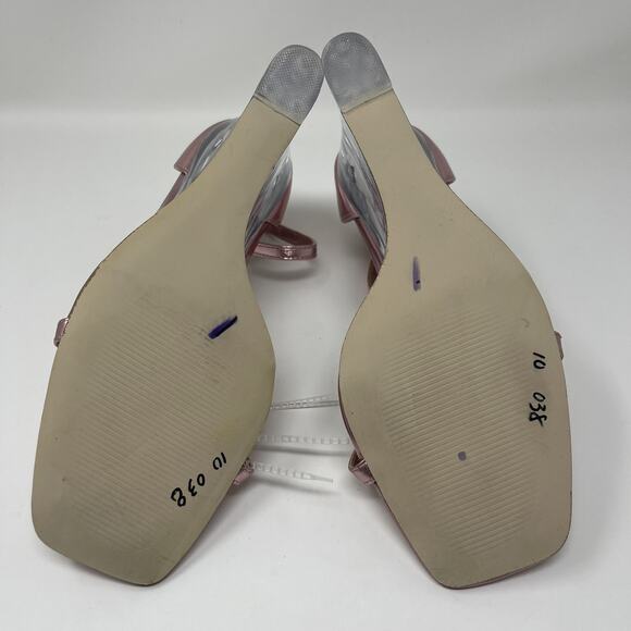 Steven Madden Isobel Sandals Size 10M Pink Metallic Clear Lucite Wedge NEW - Picture 13 of 14